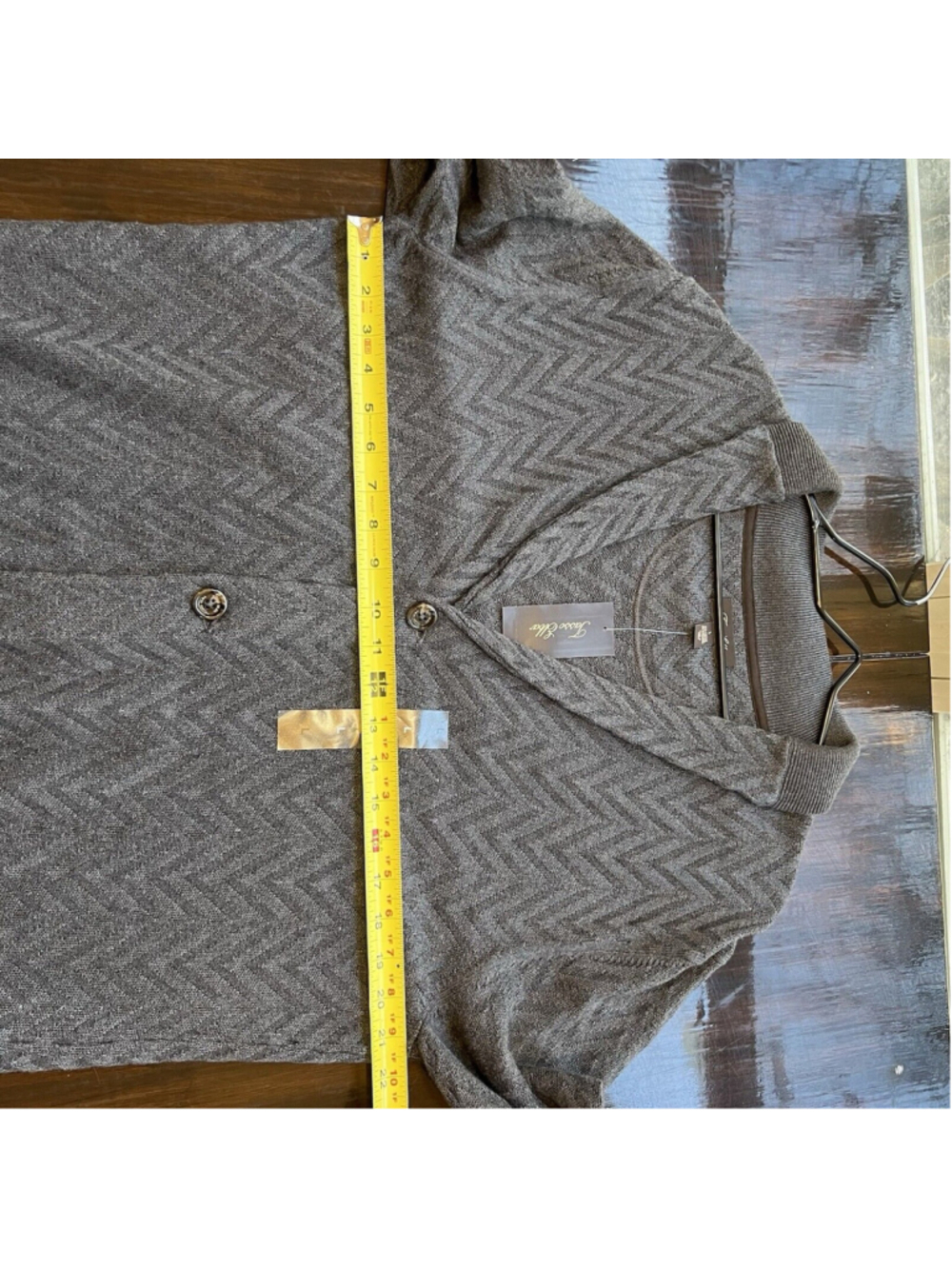 Tasso Elba Grey Button Front Cotton Cashmere Cardigan Sweater Mens size Large - Picture 10 of 11